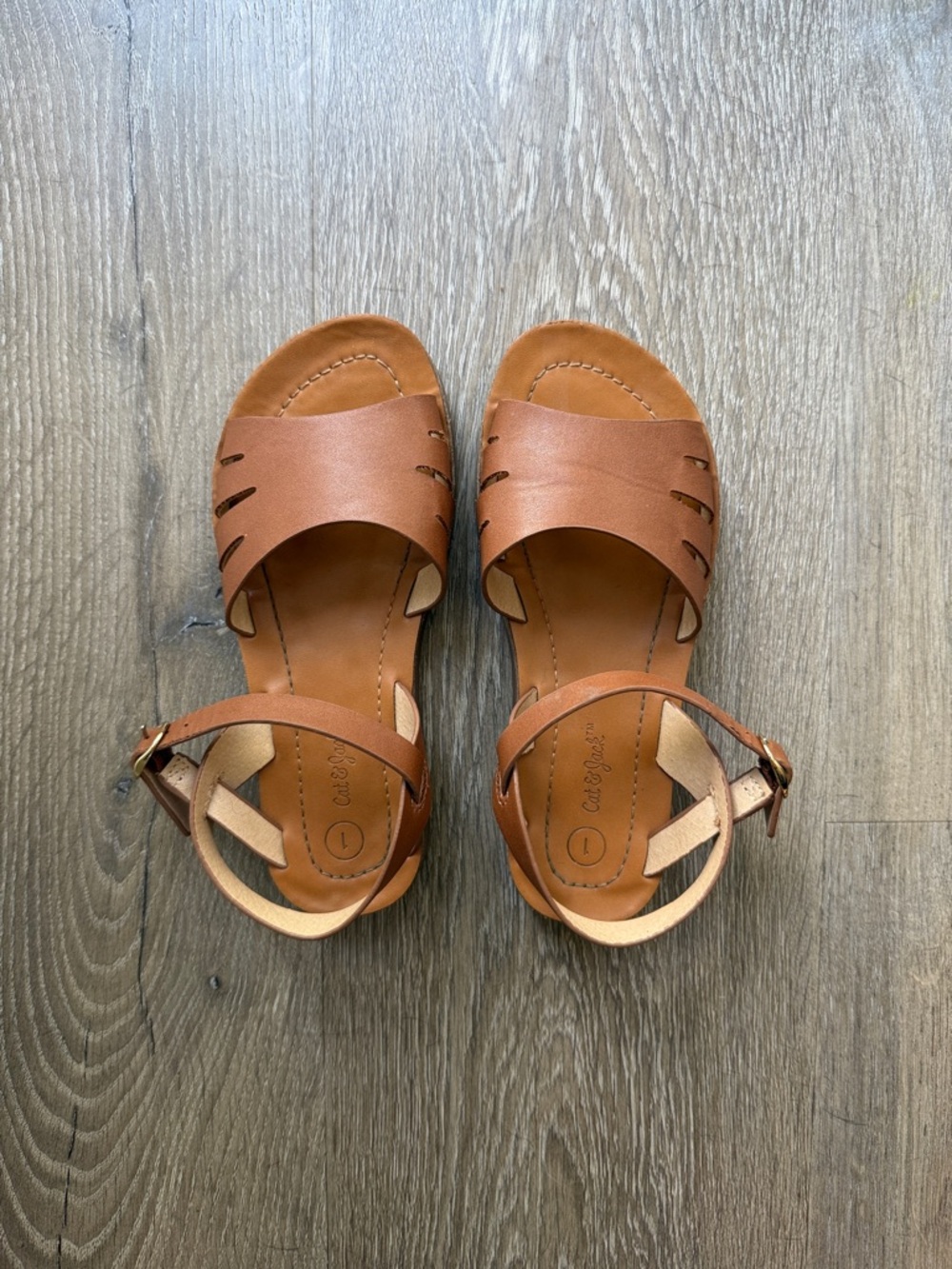 Cat & Jack Tan Brown Girls Ankle Strap Sandals